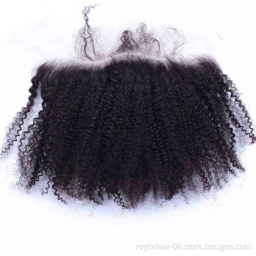 Factory Hot Sale Brazilian Human Virgin Hair Afro Kinky Curly Hair  Frontal Closure
